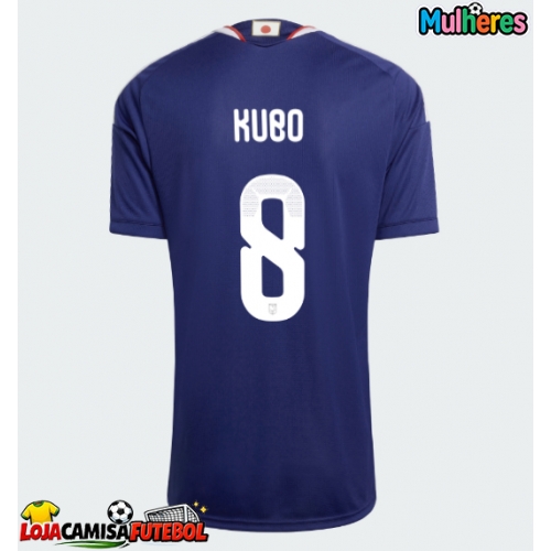 Camisa de Futebol Japão Takefusa Kubo #8 Equipamento Principal Mulheres Mundo 2026 Manga Curta